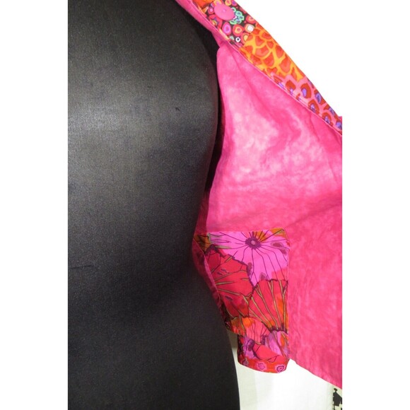 Women's Pink Multi Bright Bold Floral Patchwork Jacket Size M - Picture 9 of 9